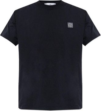 Stone Island T-shirt met logo patch - Heren - T-shirts - Blauw - 2XL - Katoen - Tops
