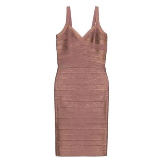 H&eacute;rve L&eacute;ger Party Dresses, female, Pink, XS, Bandage V-neck Dress