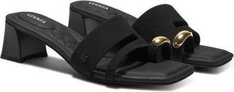 Vivaia Jayna Square-Toe Toe Ring Sandals in Black at Nordstrom, Size 6.5