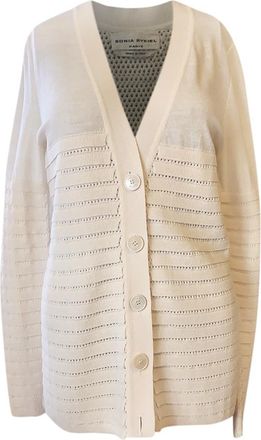 Sonia Rykiel Ivory Open-Weave Longline Cardigan Size S