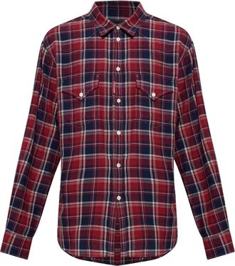 Dsquared2 Checked Shirt - Heren - Overhemden - Rood - Maat: 2XL Katoen