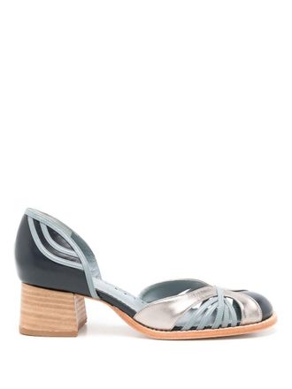 Sarah Chofakian Pumps Elaine con design color-block 35mm - Blu