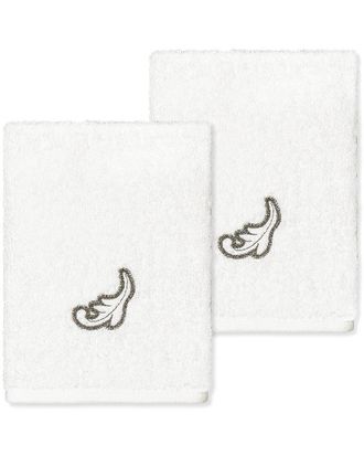 Linum Home Textiles 100% Turkish Cotton April 2Pc Embellished Washcloth Set
