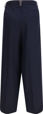 Fabiana Filippi Womens Fluid Techno-Tailoring Pants Blu Notte Polyester; Viscose; Elastane Trousers