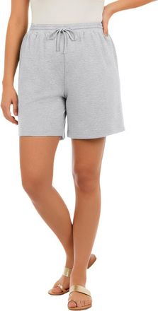 Roaman's Plus Size French Terry Pull On Drawstring Shorts in Heather Grey at Nordstrom, Size Medium