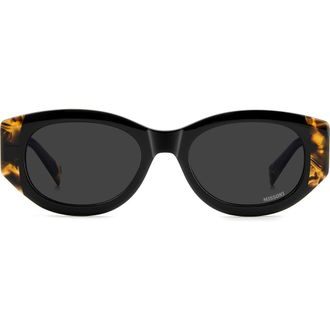 Missoni 52mm Oval Sunglasses in Black Havana/Grey at Nordstrom