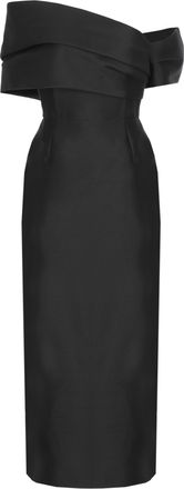 Solace London Structured Off-Shoulder Midaxi Dress with Rear Vent and Side Zip