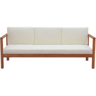 Miliboo Sof&aacute; De Jard&iacute;n De 3 Plazas De Madera Maciza Con Cojines Beige 190 Cm Akis