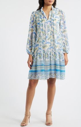 Julia Jordan Float Long Sleeve Dress in Ivory Blue at Nordstrom, Size 14
