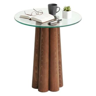 Dmora Dmora - Mesa De Caf&eacute; Pollia, Mesa De Centro Baja, Revistero Para Sof&aacute;, Estante De La Sala De Estar, 45x50h50 Cm, Nuez, Con Embalaje Reforzado