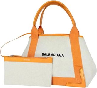 Balenciaga Pre-owned Canvas Tote Bag - Dames - Vintage Shopper - Oranje - ONE Size - Leer - Vintage