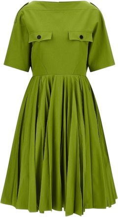 Prada Green Boat Neck Knee Length Dress