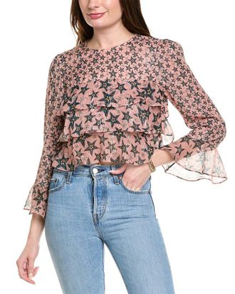 Saloni Saloni Jacquard Silk-Blend Top