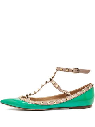 Valentino Garavani Rockstud ballet flats - women - Calf Leather/Calf Leather/Calf Leather - 38 - Green