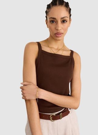 Baukjen Cecilia Organic Cotton Rib Tank in Dark Chocolate at Nordstrom, Size 10