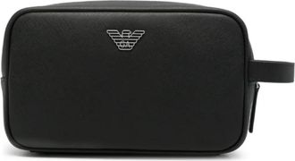 Emporio Armani Toilettas - Heren - Toilettassen - Zwart - ONE Size - Leer - Tassen