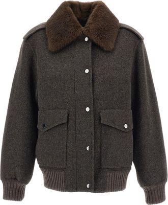 P.A.R.O.S.H. Wool Detachable Fur Trim Pilot Bomber Jacket