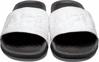 Athletic Propulsion Labs Womens Big Logo Techloom Slide Sandal In Metallic Pearl/white