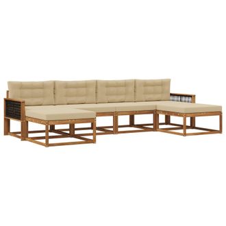 vidaXL Conjunto De Sof&aacute;s De Exterior Con Coj&iacute;n 6 Pcs Natural Y Beige Vidaxl