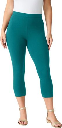Roaman's Plus Size Essential Stretch Capri Legging in Tropical Teal at Nordstrom, Size 44
