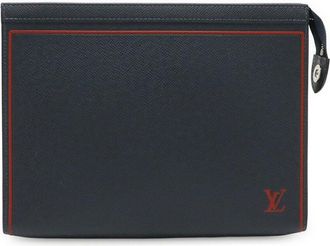 Louis Vuitton Blue Taiga Leather Pochette Voyage Mm (Authentic Pre-Loved)