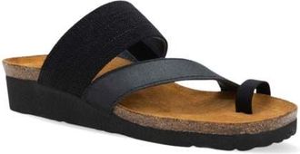 Naot Sia Toe Loop Sandal in Black/Black Elastic at Nordstrom, Size 11Us