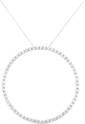 House of Brilliance Silver 5.0 Cttw Prong Set Round-cut Diamond Open Circle Hoop Pendant Necklace in White at Nordstrom