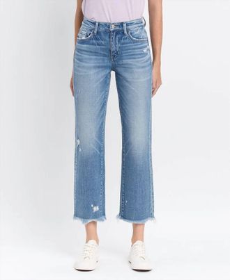 Flying Monkey Victoria High Rise Stretch Straight Jeans In Light Wash