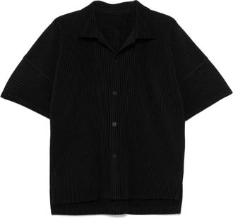 Issey Miyake Camicia in poliestere plissettato con maniche corte - - Shirts - Uomo - Nero - L