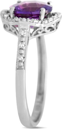 Luxury Bazaar Anello Quatrefoil in oro bianco 14kt con ametista e diamanti