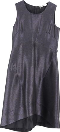 Jil Sander Jil Sander midi-jurk met ronde hals in metallic grijs polyester