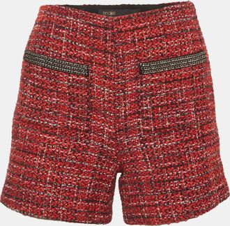 Maje Red Tweed Mid Rise Shorts