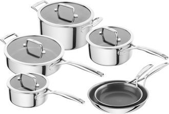 Zwilling Peak 10-pc Stainless Steel Ceramic Nonstick Dual Performance Cookware Set
