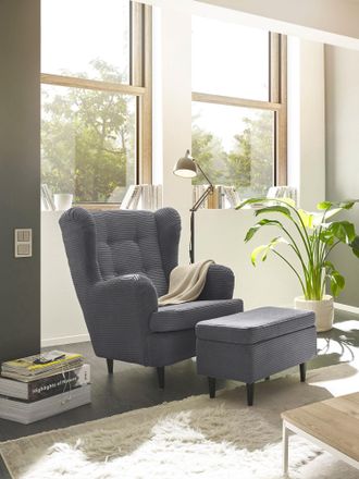 ED EXCITING DESIGN Ohrensessel »Oskar« mit Massivholzfüssen