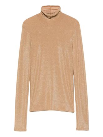 Forte_Forte long-sleeve turtleneck top - women - Elastane/Metallised Fibres/Nylon - II - Gold