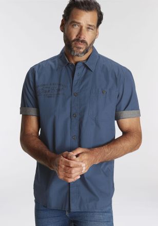 Man's World Kurzarmhemd MANS WORLD, Herren, Gr. XXXL (47/48), N-Gr, blau, Web, Obermaterial: 100% Baumwolle, unifarben, bequem, abgestepptes B&uuml;ndchen kontrastfarb