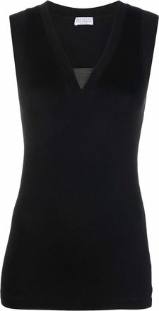 Brunello Cucinelli Tank top jewelry with decoration