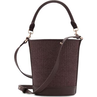 Mango Small Raffia Bucket Bag in Chocolate at Nordstrom Rack