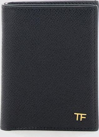 Tom Ford Portafoglio bifold in pelle con slot portatessere e motivo monogram