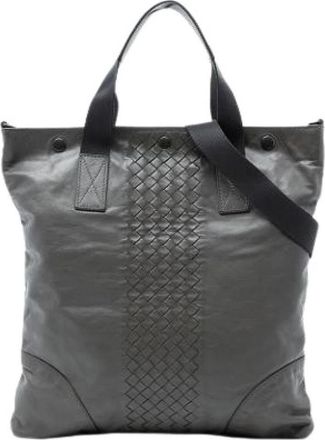 Bottega Veneta Pre-owned Satchel - Dames - Vintage Schoudertas - Grijs - ONE Size - Leer - Vintage