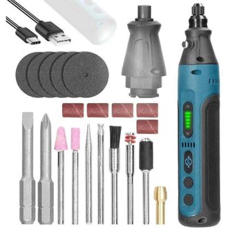 OEM Kit De Destornillador El&eacute;ctrico Multifunci&oacute;n 2 En 1, Inal&aacute;mbrico, Recargable, Tipo C, 2 Puntas De Destornillador, 7 Puntas De Amoladora Con Luz Led (m