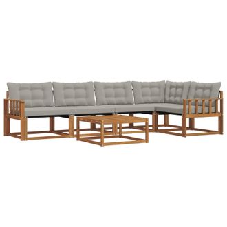 vidaXL Conjunto De Sof&aacute;s De Exterior 6 Pcs Gris Natural Y Claro Vidaxl