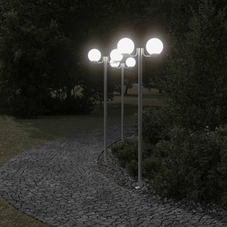 Berkfield Home Outdoor Floor Lamps 3pcs Silver 215 cm Stainless Steel