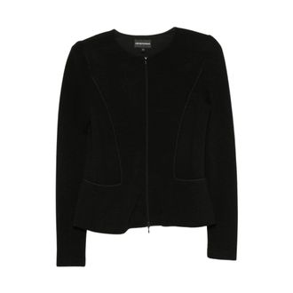 Emporio Armani Jassen, Dames, Zwart, XL, Polyester, Jack met ritssluiting en lange mouwen