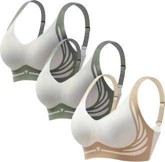 Generic 3 Pack Lifting Anti-Sagging Bra For Older Women Bras For Sagging Breasts Stretch-Super Gather Wireless Push-Up Bras Comfortable Full Coverage Ladies V