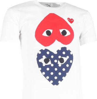 Comme Des Gar&ccedil;ons Comme Des Garcons Play Polka Dot Heart T-shirt in wit katoen