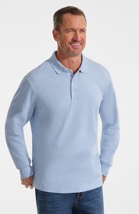 Lands End Long Sleeve Cotton Supima Polo Shirt in Light Pool Blue Heather at Nordstrom, Size Xx-Large