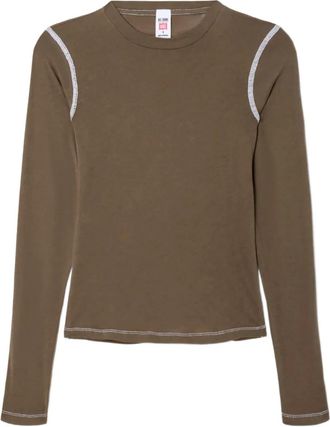 Re/Done T-shirt a maniche lunghe con cuciture a contrasto - Marrone