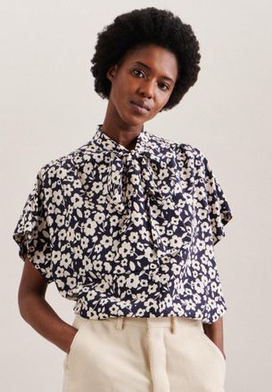 Seidensticker Schluppenbluse SEIDENSTICKER Schwarze Rose, Damen, Gr. S(36), blau (dunkelblau), 100% Viskose, gemustert, regular fit, ohne Ausschnitt, Blusen Schlupp