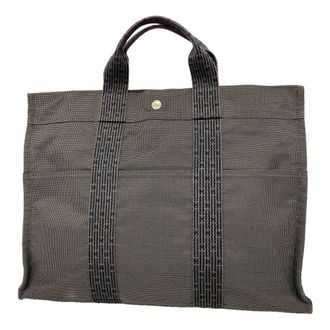 Herm&egrave;s Gray Nylon Tote Bag (Pre-Owned)
